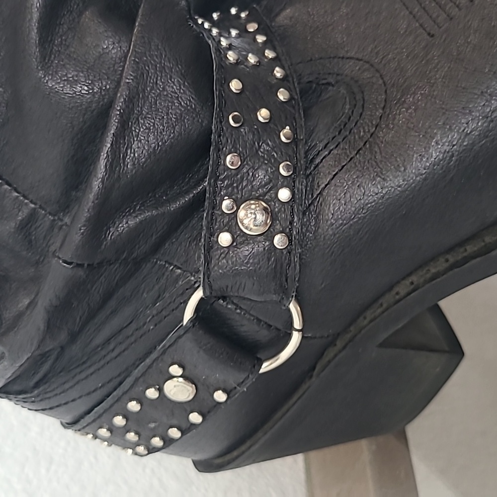 Shyanne black leather slouch cowboy boots size 9.5 - Picture 4 of 12
